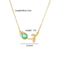 Tulip pendant necklace with blue water drop stone and gold plated zirconia chain - Blue (Gold Tone)