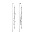 Elegantes pendientes de estrella en plata con borlas largas de cadena - Gancho de Oreja Estrella (Par) / Plateado