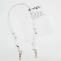 Verstellbarer weißer Leder-Schultergurt mit Gold-Metallschnallen und Knotendetails - Goldener Plattenhaken / Weiß