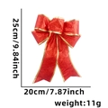 Fiocco di Natale rosso con paillettes da 25 cm, bordo dorato e misure dettagliate - Rosso con Bordo Dorato