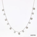Collier coquillage argenté avec breloques en zircon et fine chaîne à maillons, GCD759 - Collier-Pierre Transparente (GCD759) / Argenté