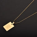 Golden rectangular nameplate necklace with More Self Love engraving on bead chain - MORE SELF LOVE