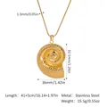 Macro view of gold conch shell pendant necklace in stainless steel with detailed textures - Conch Nautilus Style (YYN023384)