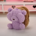 Plush sherpa teddy bear coin purse set in purple and brown with zipper and keychain strap - Facepalm Coin Purse - Brown