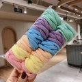 50-piece pack of macaron colored thick elastic hair ties in a clear bag - Spring Colors 50Pcs