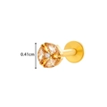 Golden titanium flower labret stud with champagne crystals and 0.41cm size detail - Gold Champagne Zircon Arc Style (T2522-4#金) / 1.2*8mm