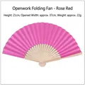 Hollow-out Folding Fan Rose Red