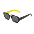 Vintage Rechteck-Sonnenbrille mit schwarz-gelbem Kontrastrahmen und dunklen Gläsern - Schwarz Gelber Rahmen Graue Gläser