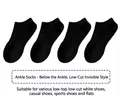 Breathable black low cut cotton invisible socks for men and women 4-pair set - One Size(35-44) / Boat Socks-Black