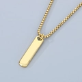 Minimalist gold rectangular bar pendant necklace with a classic box chain in polished finish - Gold (KN285570-KFC)