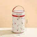 Insulated lunch bag with cherry print and aluminum foil lining for 304 food container - Round Bag-Large Cherry