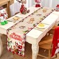 Festive Christmas table runner featuring Santa Claus and reindeer on a holiday dining table - 181x35.5cm / Cartoon Santa Claus