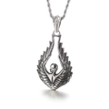 Pendente ali d'angelo vintage in acciaio al titanio con finitura argento - Pendaglio Figura Ali di Angelo Argento (KP93565-BDJX)