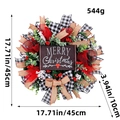 Ghirlanda di Natale con nastri a quadri, bacche e scritta Merry Christmas su sfondo bianco - Ghirlanda in rete con nastro rosso nero e targa nera