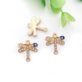 Golden dragonfly charms with sparkling rhinestones and blue eye detail for bracelets - KC Gold Dragonfly Evil Eye Connector