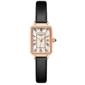Women's rose gold rectangular watch with black leather strap and Roman numerals - Square Leather Style / Black Leather Strap