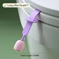 Purple 275mm long silicone toilet lid lifter featuring a pink tulip handle design - Strap Handle Lifter / Tulip Lifter - Purple (Long)