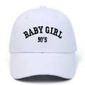 Gorra de béisbol de algodón blanco con bordado negro BABY GIRL 90'S y visera curva - Ajustable / Blanco