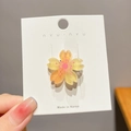 Barrette fleur de cerisier translucide mignonne avec pétales dégradés orange sur carte - 7# Jaune Unique