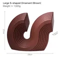 Large S-shaped brown ceramic ornament with artistic wave texture and 29cm length - S-Shape Ornament Large Brown-Red