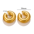 Vintage twisted gold titanium steel hoop earrings with 30mm diameter measurements - 1 Piece / Gold-Smooth Surface