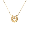 Collana dorata con ciondolo a ferro di cavallo e perla minimalista su catena a maglie - Collana con Ciondolo a Ferro di Cavallo Dorato con Perline