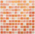 Self-adhesive 3D glass mosaic wall tile in orange, peach, and beige marble texture - YJC0015-Warm Orange Marble Texture