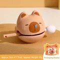 Khaki capybara stress relief toy keychain with white mallet and gift packaging - Long Ear Merit Wooden Fish - Capybara