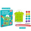 Gioco educativo Montessori per vestirsi con tavola verde e bottoni colorati in legno - Botoni da Infilare - Verde