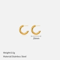 20mm golden stainless steel hoop earrings for women with polished minimalist C-shape - 20mm Gold
