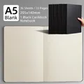 A5 black cover notebook with 72 blank pages and durable thread binding for students - A5 Blank Black Card Style