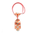 Orange Easter pet tie with bunny and egg patterns and adjustable pink neck strap - Orange White Rabbit