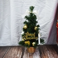Mini-Weihnachtsbaum in goldenem Korb mit Schleifen und Dekokugeln - 30cm / Gold