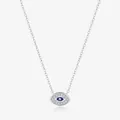 S925 sterling silver evil eye necklace with blue center and sparkling crystals for women - 925 Sterling Silver