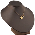 Gold stainless steel necklace with three circular disk pendants on a jewelry display - Gold (Large Disc + 3 Small Discs)