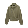 Olive green batwing sleeve stand collar jacket and cargo pants suit set for women - S / Army Green Jacket
