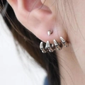 Silver punk claw hook earrings for men with polished finish and hip-hop artistic style - Spiky Ghost Claw Pair / Silver