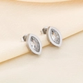 Dettaglio orecchini a goccia in vetro e acciaio inossidabile con design traforato - Stile Marquise Zircone Trasparente 14*8mm (KE109781-KLX) / Argento