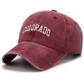 Vintage washed burgundy baseball cap with white Colorado embroidery in retro style - Adjustable / Burgundy