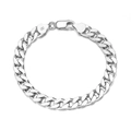 Polished S925 sterling silver Cuban link bracelet with lobster clasp and Italy hallmark - 3.6mm x 18cm / Silver