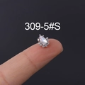 Pear-shaped silver earring stud with zircon stone held on fingertip for size - Transparent Pear Zirconia Style (309-5#S) / Silver