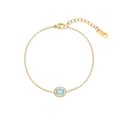 Detailed view of light blue gemstone bracelet with lobster clasp and extension chain - Light Blue Oval Style (B2326-GO-BLB)