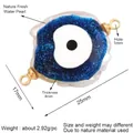 Natural freshwater pearl Evil Eye connector with blue glitter and gold-plated alloy loops - Blue Evil Eye Pendant (L344494)