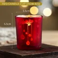 Red matte Christmas glass candle holder with snowflake pattern, 5.5cm x 6.5cm dimensions - Small Cylinder (6.5x5.5cm) / Frosted Red (Snowflake Ball)