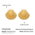 Detailansicht der Muschelohrringe mit Maßen, Gewicht und Edelstahl Spezifikationen - Goldene Muschelform Mit Zirkonia Stil (YYE025349)