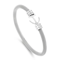 Pulsera de malla de acero inoxidable trenzado con cierre de ancla náutica en fondo blanco - Plateado