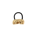 Minimalist alloy hair tie with a textured gold U-shaped metal accent and black elastic cord - Irregular Liquid 5cm / Gold