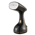 Portable handheld garment steamer in elegant black and rose gold with multiple steam vents - US Plug / Black