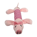 Pink striped pig plush dog squeaky toy made of soft durable bite-resistant fabric - Pink Pig