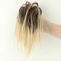 Messy bun hair claw clip extension with brown and blonde highlights for a lazy chic look - Light Brown Highlights
